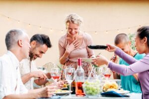 a group of people at a table