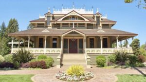 a house with a large front porch